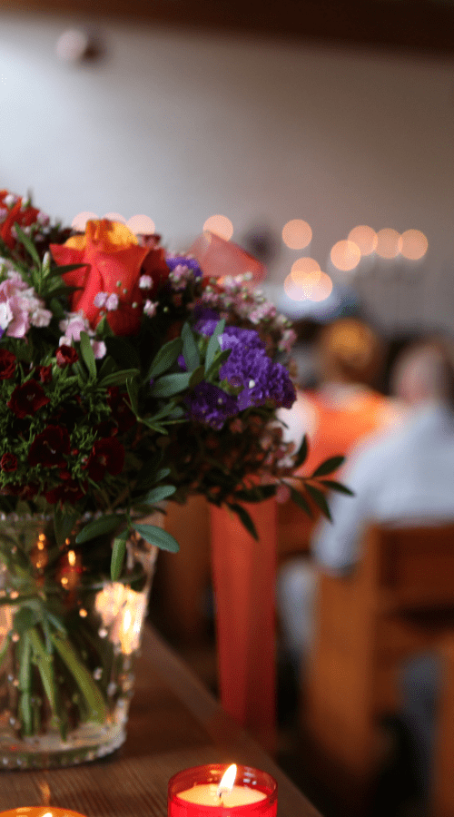 flowers in church